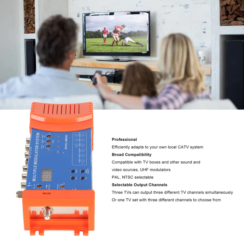 Digital Modulator, MMS80CP Multi Channels Home Modulator UHF Modulator Support PAL NTSC, Multiple Modulator System for TV Box AV Source (US Plug 100-240V) US Plug 100-240V