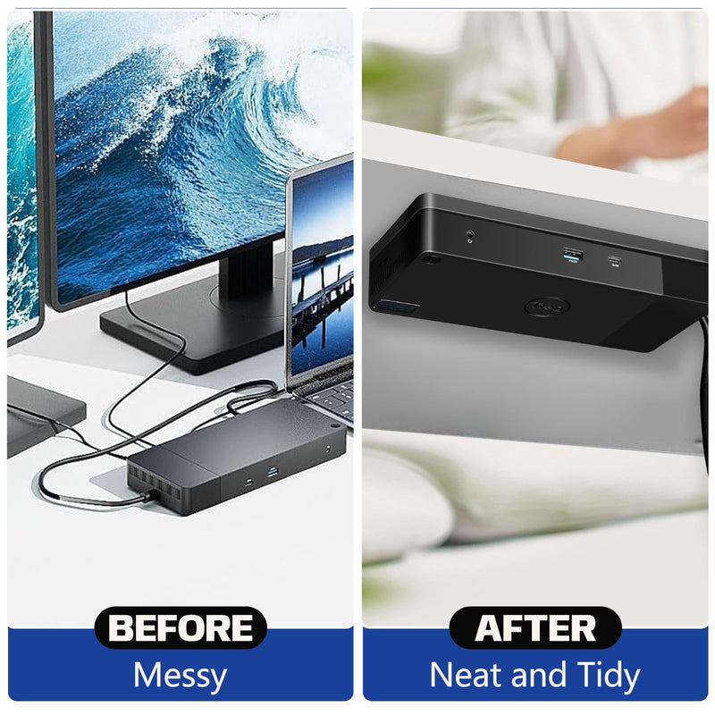Under Desk Mount for Dell WD19 / WD19S / WD19TBS / WD19TB / WD22TB4 Dock + Power Bricks (for 180W and 130W), Docking Station & Power Bricks Holder