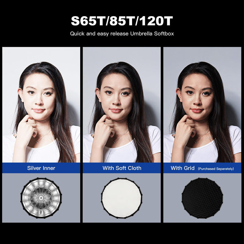 Godox S65T 25.6" 65cm Umbrella Softbox Bowens Mount Quick Release Small Softbox with Diffuser for Photography Shooting Continuous Light Strobe Flash 25.6"