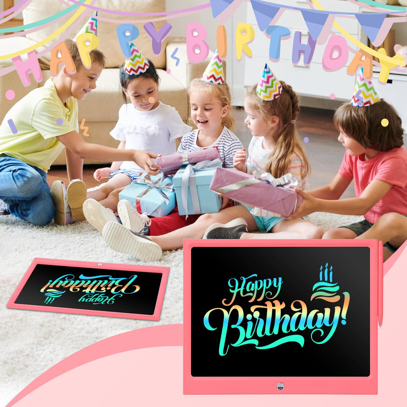 EooCoo 15 Inch LCD Writing Tablet for Kids, Electronic Colorful Screen Drawing Tablet Pad, Educational Magnetic Doodle Board Toys for 3 4 5-7 Years Old Kids, Easter Gifts for Boys and Girls,Pink