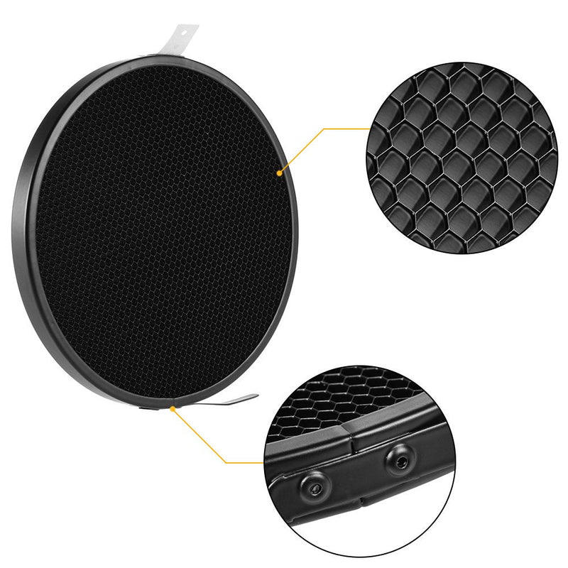 Andoer 7" Standard Reflector Diffuser Lamp Shade Dish with 10° 30° 50° Honeycomb Grid for Bowens Mount Studio Strobe Flash Light Speedlite