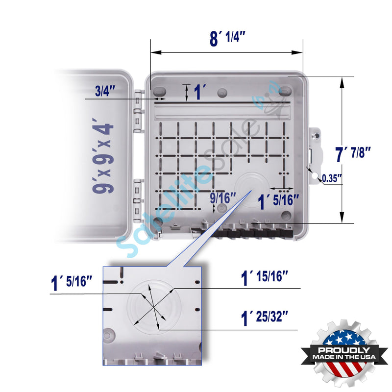 SatelliteSale Weatherproof Junction Box Heavy Duty Enclosure 9x9x4 Inches UV-Rated Thermoplastic Alloy Made in USA 9"×9"×4"