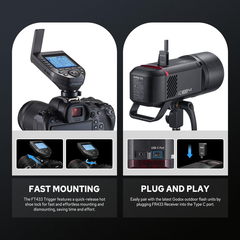 GODOX FT433S TTL Wireless Flash Trigger for Sony, Bluetooth Control Transmitter, Support Auto/Manual/Multi Flash, Compatible for Sony and Godox AD200Pro II AD600Pro II AD400Pro II and AD600BM II FT433 Flash Trigger for Sony