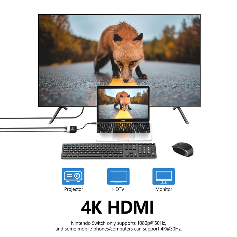 Switch Dock for Nintendo Switch/OLED Switch,3-in-1 Portable TV Dock with 4K HDMI USB 3.0 Port USB C PD 100W Charging,Travel Docking Station Replacement for Switch Black