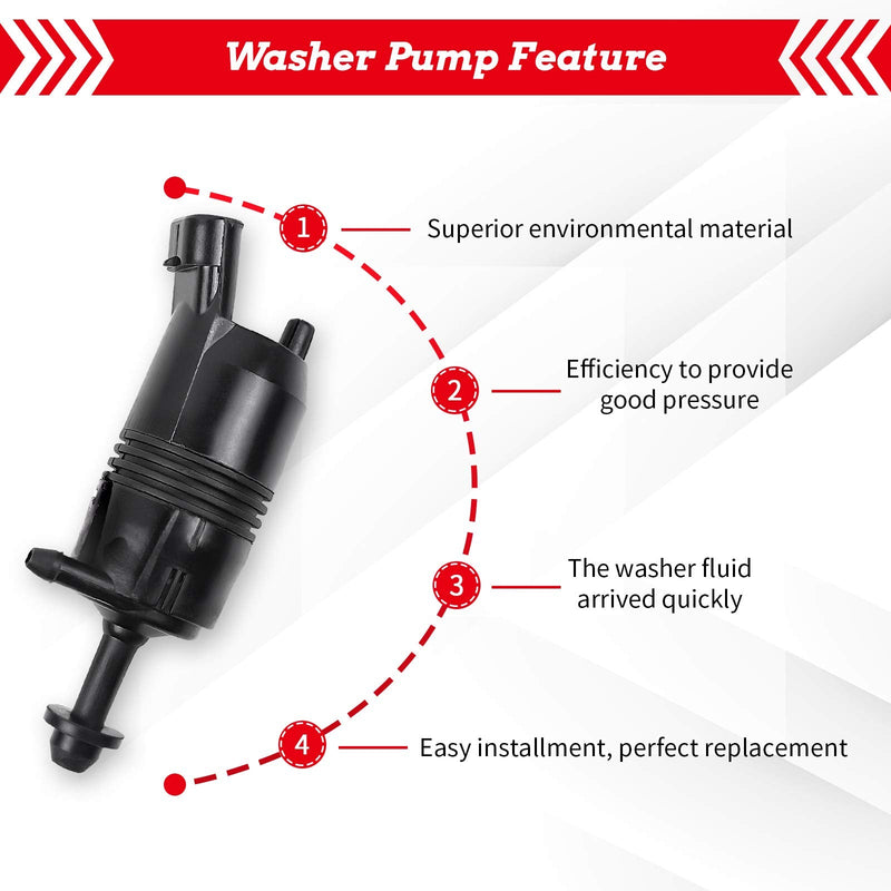 OTUAYAUTO Front Windshield Washer Pump w/Grommet - Replacement for Chevrolet (Chevy), GMC, Buick, Cadillac, Pontiac, Oldsmobile, Isuzu - OEM #: 385-232316A, 22127652, 22127653, 89001122, 89025062