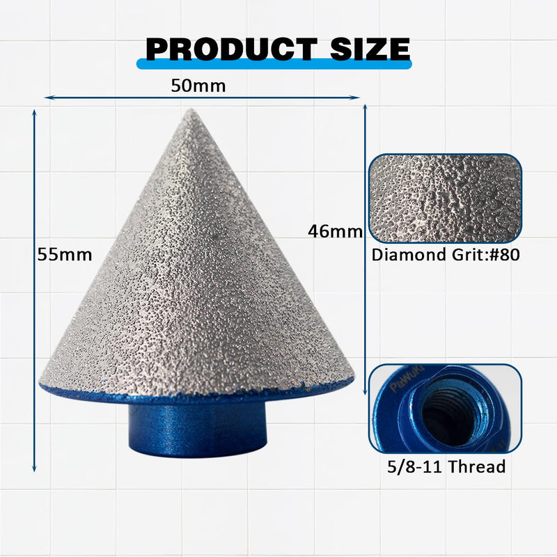 3Pcs 2" Diamond Beveling Chamfer Bits with 5/8-11 Thread Adapter 4/5" Diamond Finger Milling Bits Straight Cutter for Existing Holes Enlarging Shaping Trimming in Tile Marble Glass Granite Ceramic