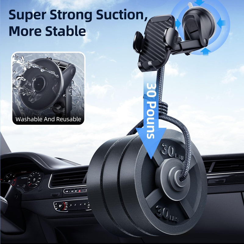 Car Phone Holder, Car Phone Mount 360° Rotation, Upgraded Version with Strong Suction Power,Car Phone Cradle for Dashboard/Windscreen/Air Vent, Car Phone Holder for all 4.1''-7.1'' phones-Black Black