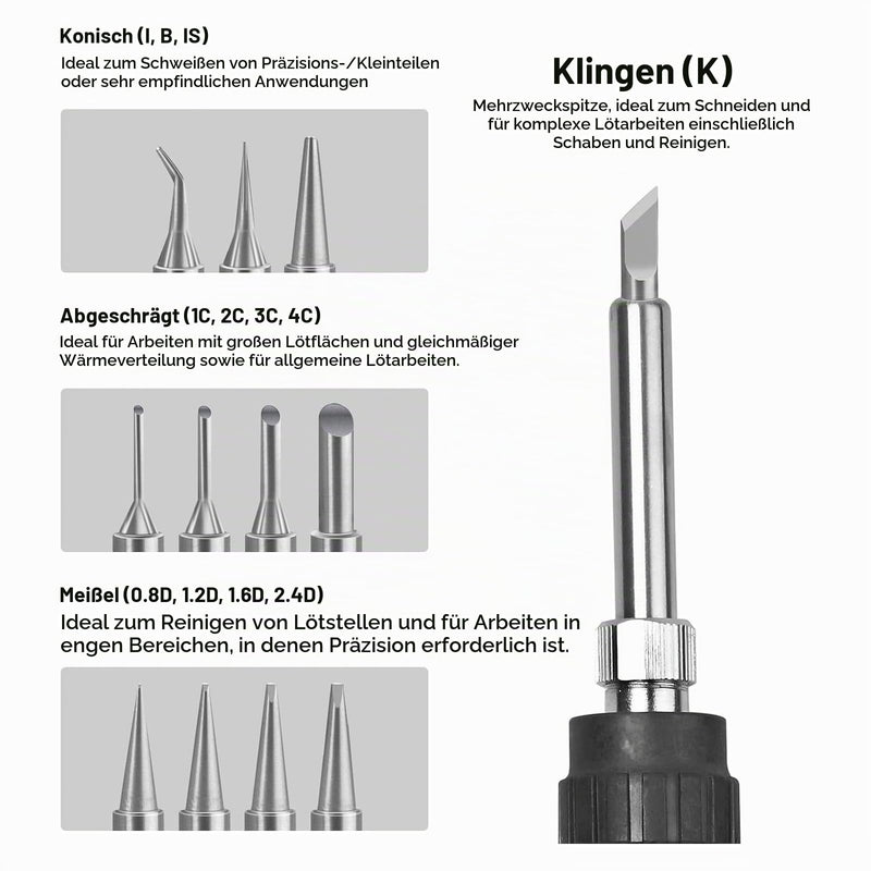 900M Soldering Tips, Pack of 12, Soldering Iron Tips Set | Welding Soldering Tips for Soldering Stations, Replacement Welding Equipment Accessories