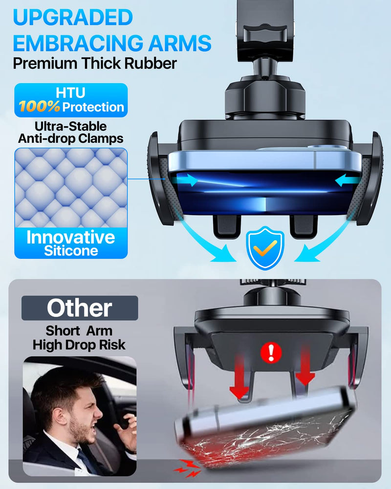 2024 Ultimate Car Phone Mount【80+LBS Strongest Suction & Military-Grade】【Patent & Safety Certs】 Cell Phone Holder Truck Stand for Dashboard Windshield Vent for iPhone 15 Pro Max 14 13 Samsung, Black