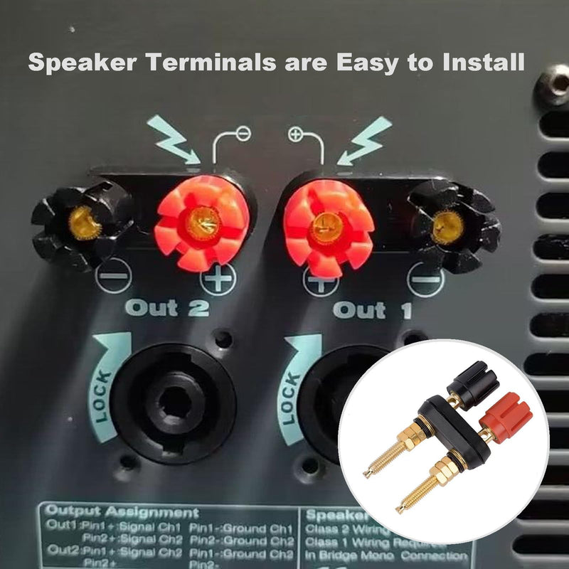 4Pcs Banana Jack Plugs Brass Long Threaded Binding Post Speaker Connectors Terminal 2 Way Dual 4mm Banana Plug Female Sockets for Speakers or Amplifiers