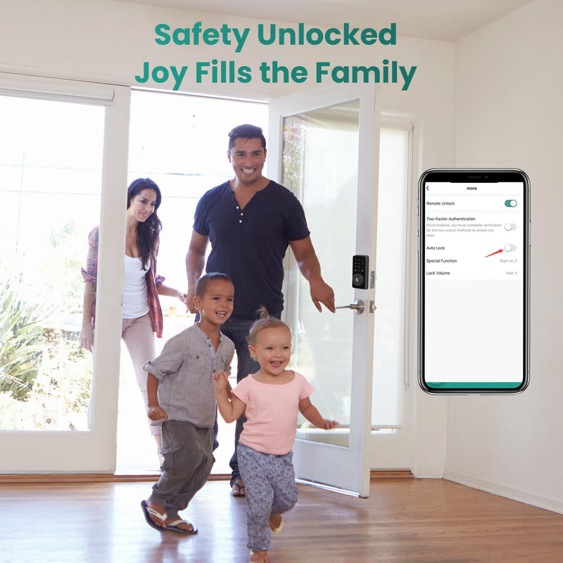 Smart Lock, 4-in-1 Keyless Entry Door Lock for Front Door, Digital Door Lock with Keypad, Bluetooth Smart Deadbolt, App Control Pitch black
