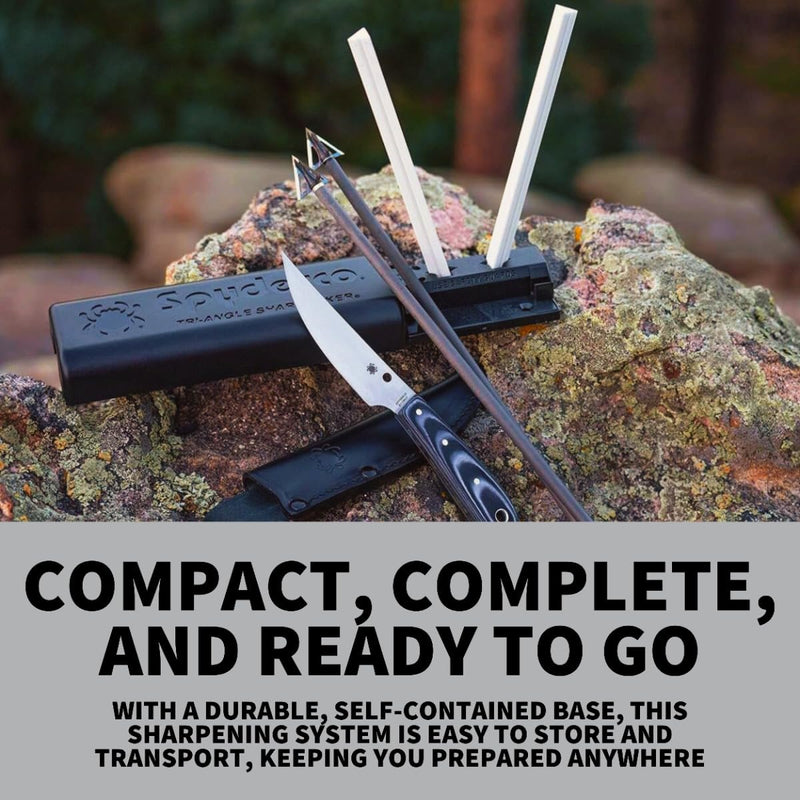 Spyderco Tri-Angle Sharpmaker, Complete Knife Sharpening System with Medium Grit and Fine Ceramic Stones for Professional-Grade Finishing - Compact, Easy-to-Use Design - 204MF