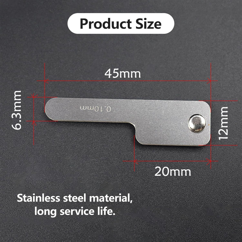 Valve feeler gauge, 7 blades 0.1-0.5mm interdental gauge, valve clearance gap width measuring tool, stainless steel curved feeler gauge precision gauge, for tooth contact measurement