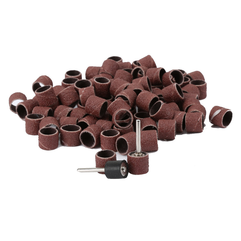 Dophee 100 pieces sanding belts 1/2 inch 80 grit sanding sleeves tool with 2 mandrels 1.27 cm (1/2 inch).