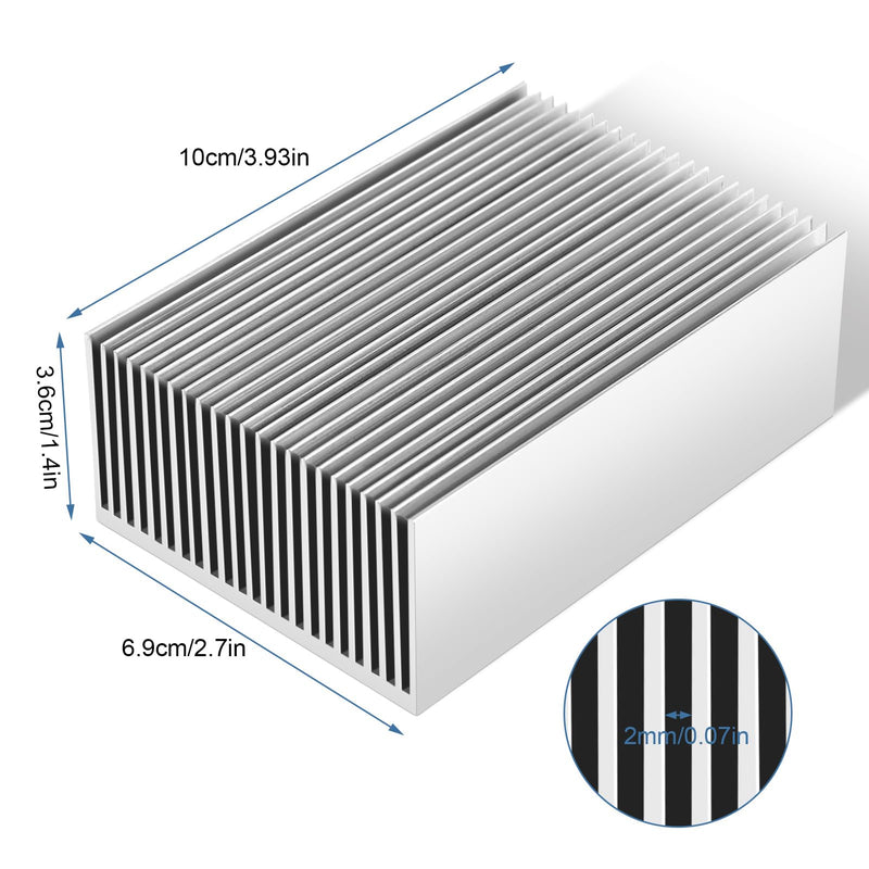 Heatsink, aluminum heatsink PC cooling fins cooler set heatsink for LED amplifier transistor IC module, 100 x 69 x 36 mm