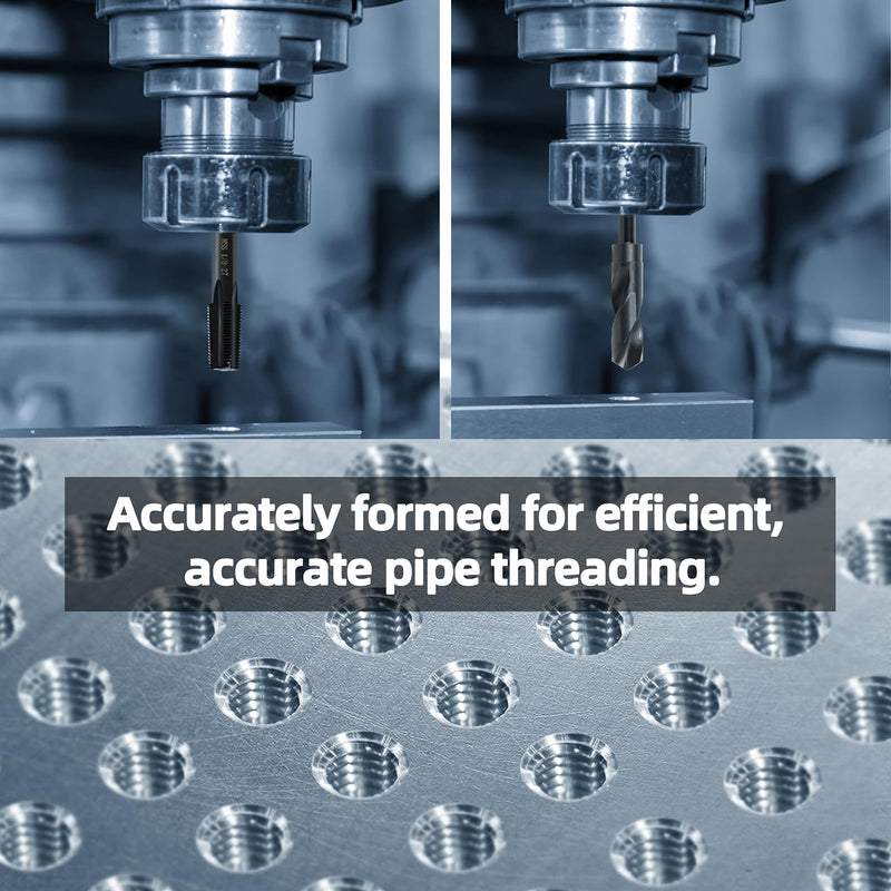 1"-11-1/2 NPT Pipe Tap and 1-5/32" drill Set, Carbon Steel Hand Threading Plumbing Tap Set for Plumbers Mechanics DIY Thread cutting tools 1"-11-1/2 NPT Tap, 1-5/32" Drill