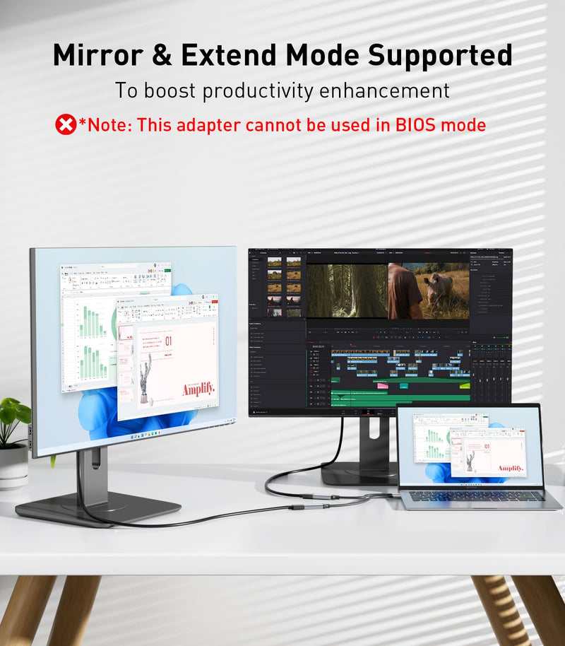Reborn USB to HDMI Adapter, USB 3.0/2.0 to HDMI Multi-Display Cable, 1080P@60Hz USB-A 3.0 Male to HDMI Female Converter Suitable for Windows XP/7/8/10/11 - BIOS Interface Out of Use