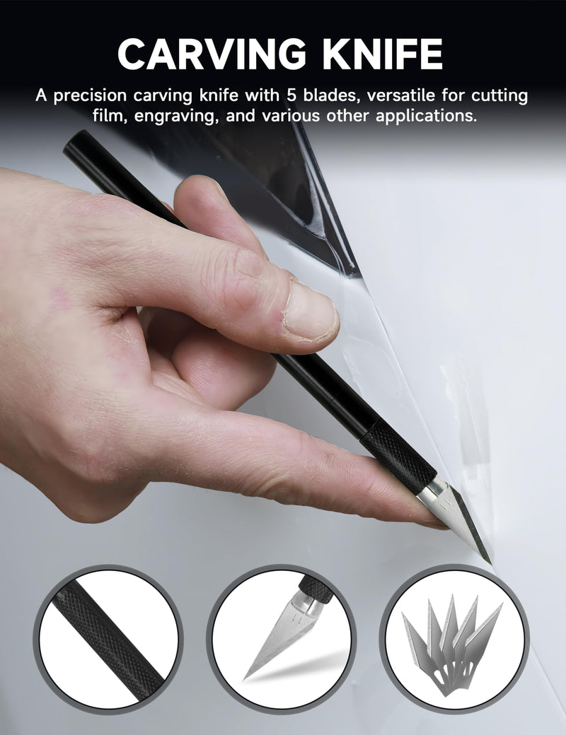 Window Film Kit, 5 Pcs Window Tint Film Installation Tools, Car Windows Tint Kit, Window Privacy Film Installation Tint Kit, Vinyl Wrap Tools, Felt Squeegee, Micro Squeegee, Craft Knife