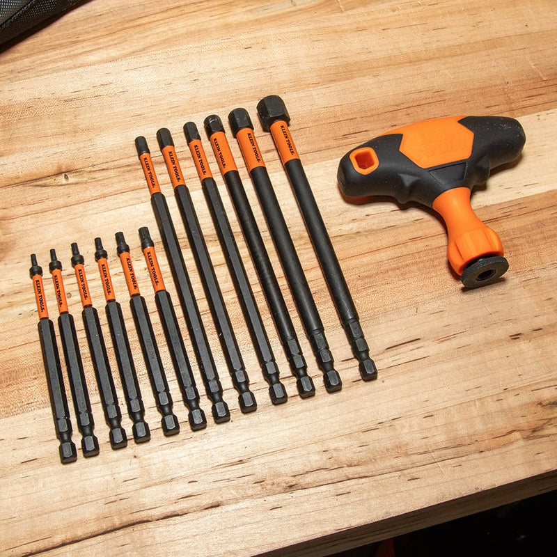 Klein Tools 33804 ProFlex Impact-Rated Interchangeable Ratcheting T-Handle Set, Torsion Zone, Magnetic Bit Holder, SAE, Metric, TORX (Pack of 1)