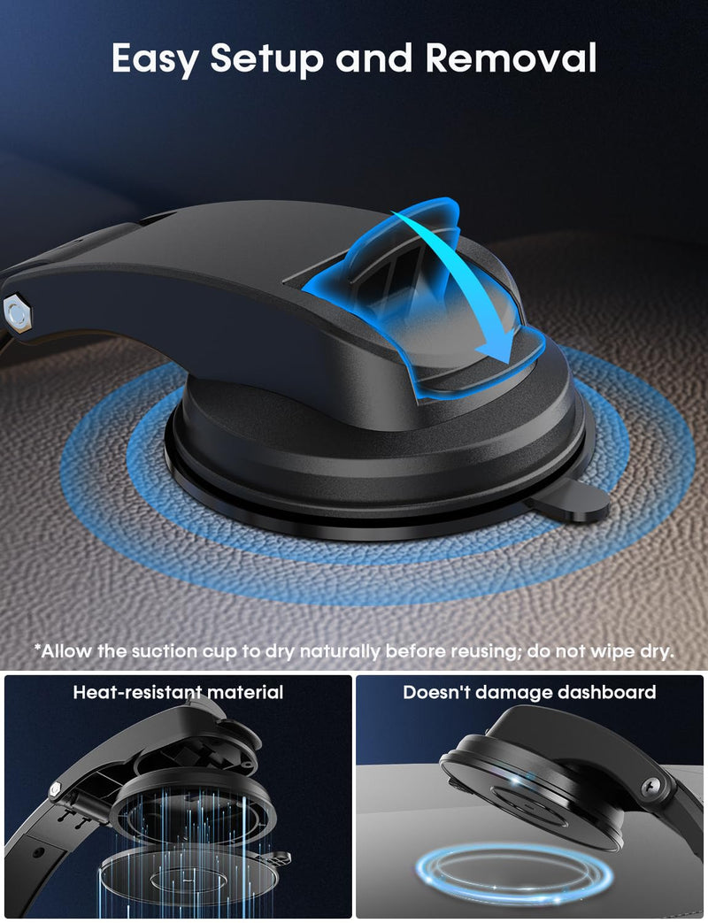 2 in 1 for MagSafe Car Mount Charger Wireless - 18W Aluminum Alloy Magnetic Car Charger with 42.5W Car Power Adapter - Dashboard Car Phone Holder Mount for Apple Watch/iPhone 15/14/13/12/Magsafe Case