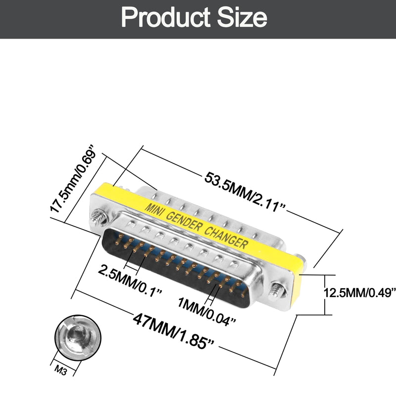 MEIRIYFA DB25 25 Pin Gender Changer D-SUB 25Pin Coupler Serial Cable Gender Changer RS232 VGA Adapter Connetor for Applications Pack of 2 (Male to Male) Male to Male