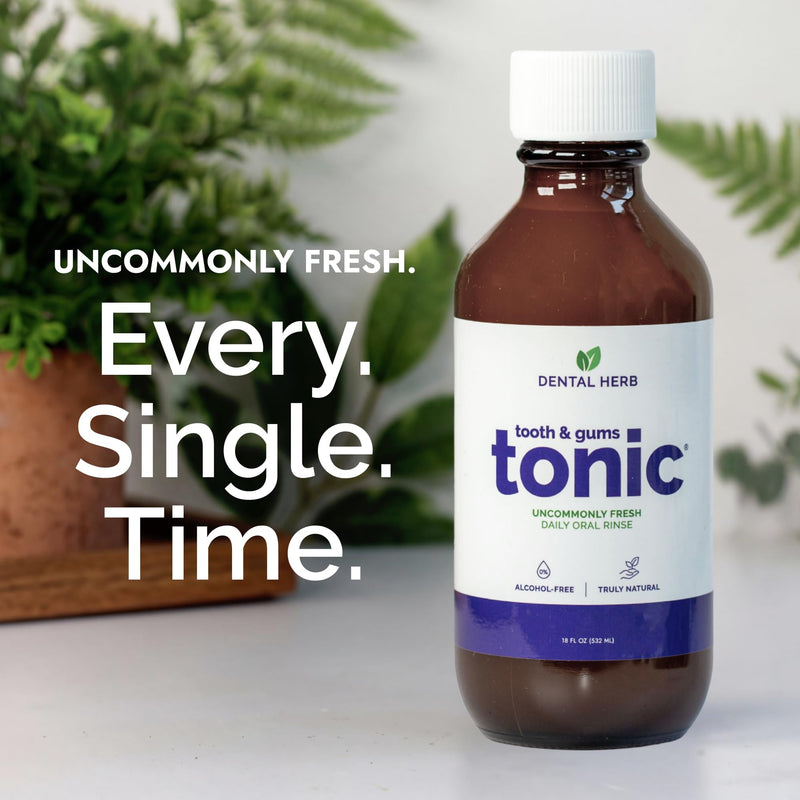 Tooth & Gums Tonic – Truly Natural Oral Rinse, Plant-Based, Alcohol-Free, Fluoride-Free, Herbal Extracts & Essential Oils, Fresh Breath & Daily Gum Care, 18 fl oz – Dental Herb Company 18 Fl Oz (Pack of 1)