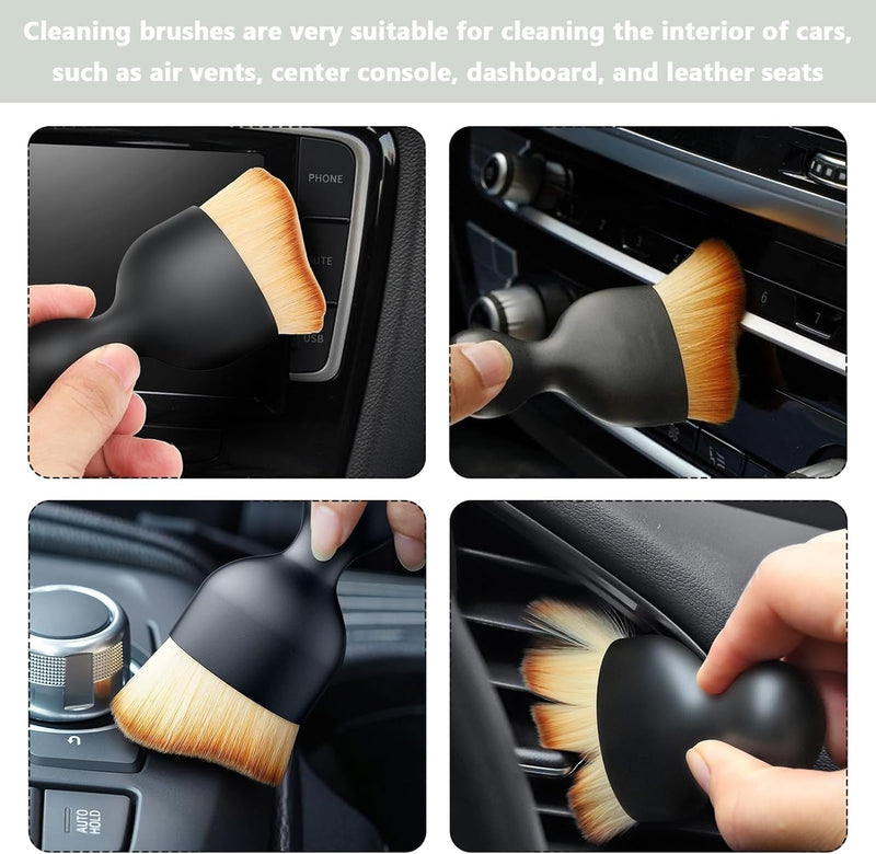 4 Pack Car Interior Cleaning Soft Brushes， Car Interior Beauty Brush，Car Interior Dusting Brush，Suitable for Cleaning Car Interior or Exterior，Air Conditioning Vents， Leather，Computers