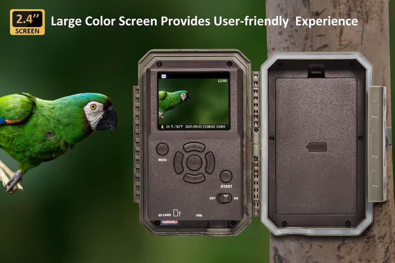 P70 Trail Camera, 64MP 1296p, No-Glow IR Night Vision, Motion Activated, Waterproof, Game Camera P70 Camo
