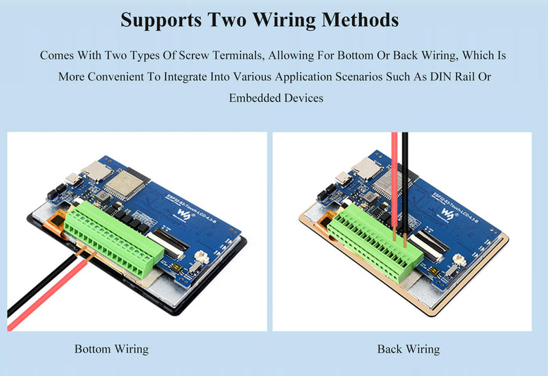 ESP32-S3 4.3inch Touch Screen Development Board Capacitive IPS Display 800x480, 32-Bit LX7 Dual-Core Processor Support 2.4GHz W-i-F-i and Blue-Tooth 5 (LE), Onboard CAN, RS485, I2C Interface,etc.