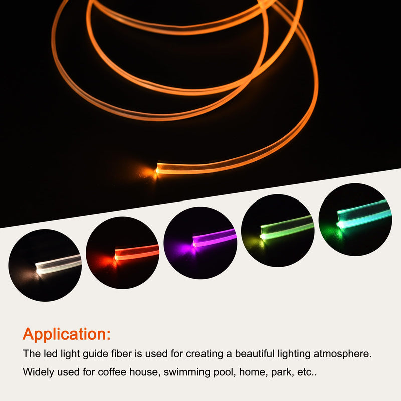 sourcing map PMMA Side Glow Fibre Optic Cable 3 mm Diameter 10 mm Width 3.0 m Long for LED Conductors