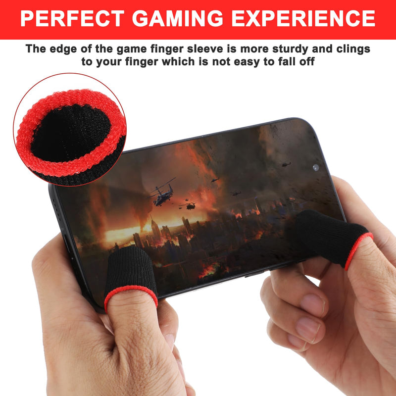 10Pcs Mobile Phone Gaming Finger Sleeves, Anti Sweat Game Controller Finger Thumb Sleeve, Superconducting Nanofibers Sleeves, Breathable Finger Covers Touchscreen Gaming Gloves