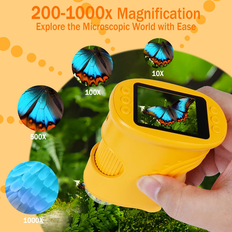 LURICO Digital Microscope for Children, 1000X Portable Pocket Microscope with 4K 2.0 Inch Screen, Children's Mobile Phone Microscope Magnifying Glass, Supports Photo and Video Functions, Mini Microscope for Adults / Children | 4K 2.0" Screen Children...