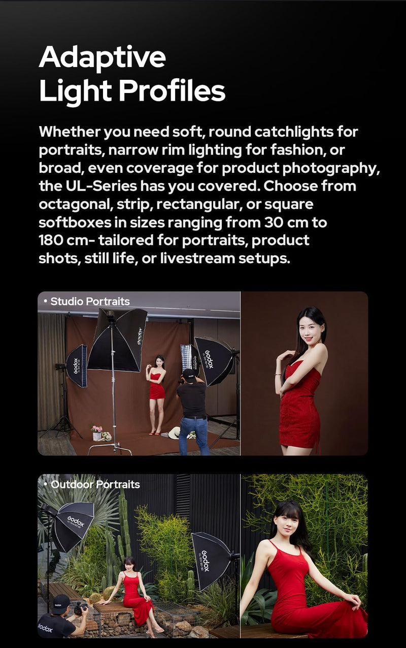 Godox Softbox Godox Quick Release Umbrella Softbox,Bowens Mount with Removable Front and Inner Diffusers/Grip/Diffuser Plate for Photography, Live Streaming,Location Portrait (UL-BOX-40) UL-BOX-40*40 Softbox