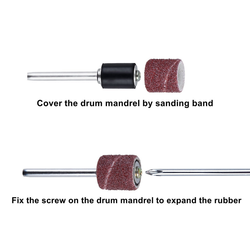Sanding accessories drum sander, drum sanding (132 pieces) perfect set with sanding belt covers and rubber drums