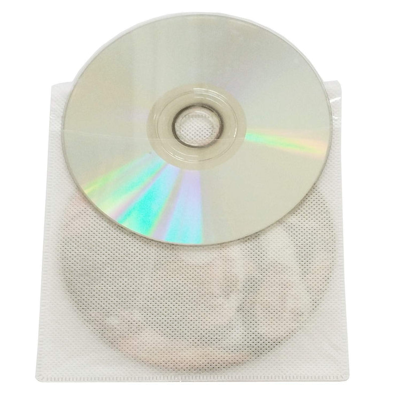 CD/DVD/BluRay Sleeves,Double-Sided Refill Plastic Sleeve for CD and DVD Storage Binders,100 Pack (White) White