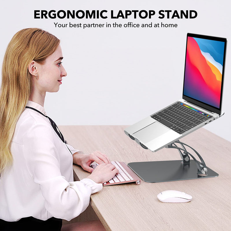 Laptop Stand, Computer Stand for Desk, Ergonomic Aluminum Laptop Holder Compatible with MacBook, Air, Pro, Dell XPS, Samsung, All Laptops 11-16" -Space Grey