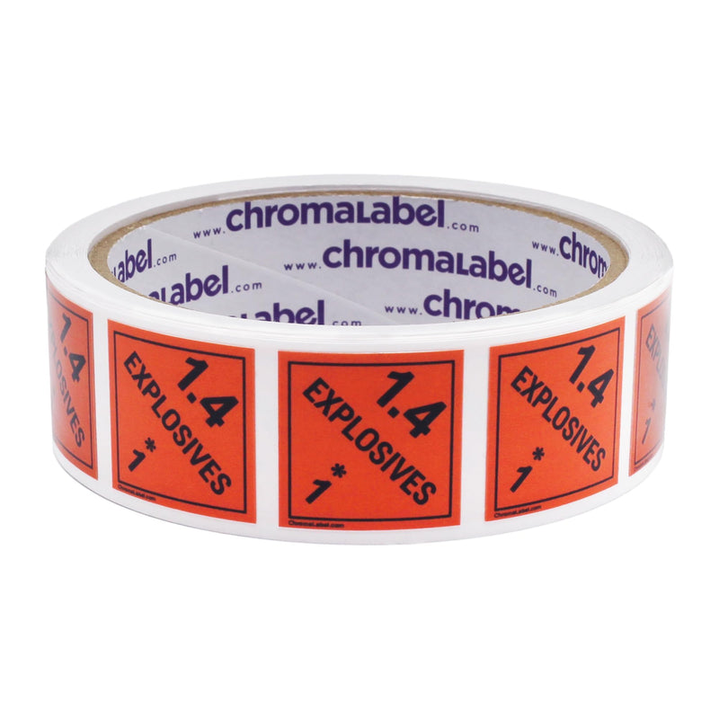 ChromaLabel 2 by 2 Permanent Durable Square D.O.T. Hazard Labels, Hazard Class 1.4 Explosives Label, 100/Roll (100/Roll) 2" x 2"