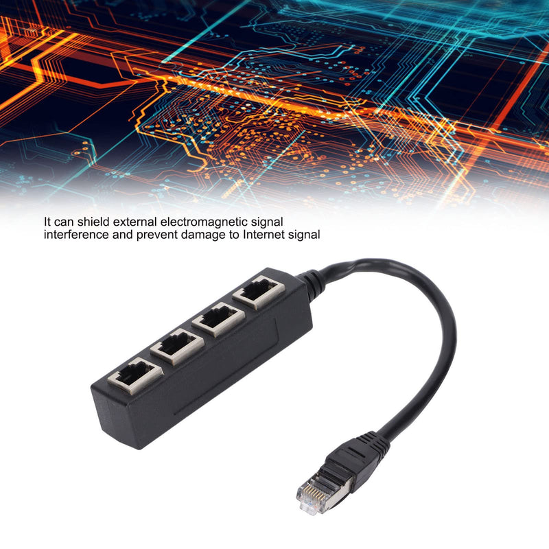 RJ45 Splitter Adapter, RJ45 Ethernet Splitter Cable,1 Male to 4 Female Ethernet Splitter Adapter Cable, CAT7 Network Cable Suitable for All Networks, Homes and Offices, and All Broadband Connections