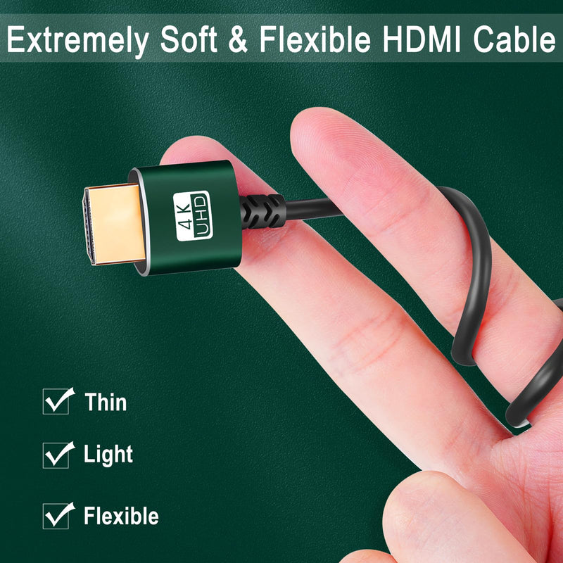 Thsucords Thin HDMI to HDMI Cable 25FT 2 Pack, Ultra Slim & Flexible HDMI Cord Supports High Speed 4K@60Hz 18gbps 2160p 1080p 2-Pack