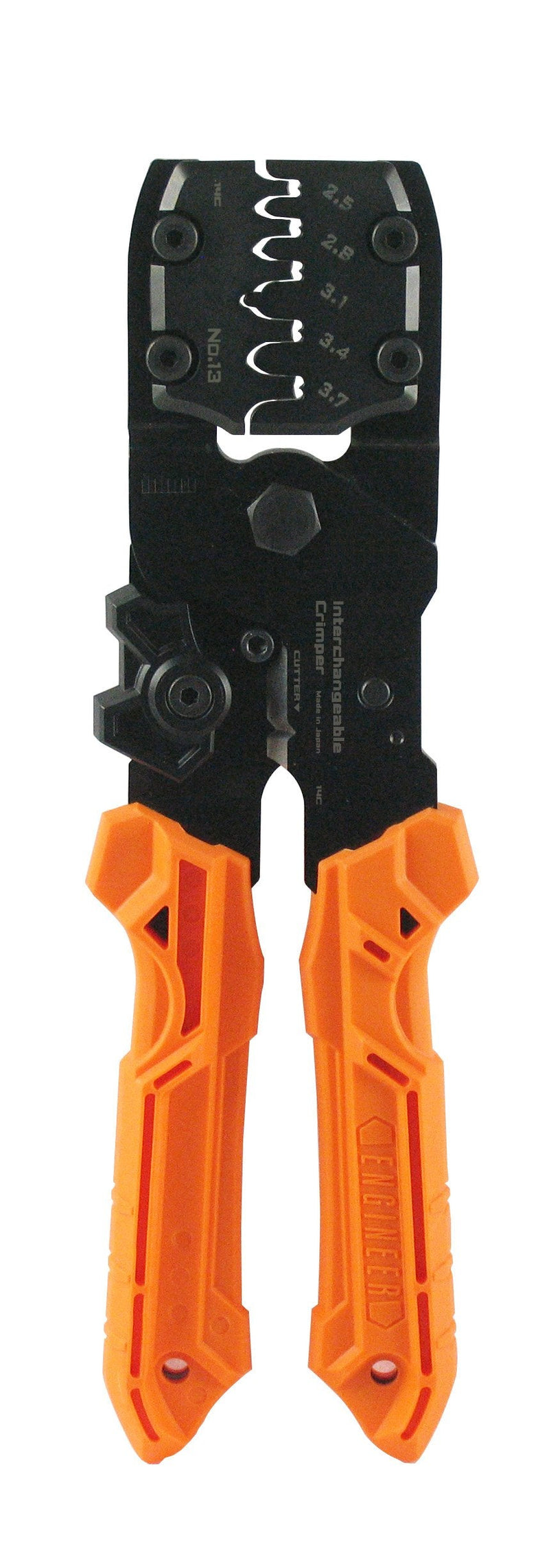 Precision Universal Crimping Tool with Inter-Changeable die Plates (Size L) Handy Crimp Tool. Made in Japan. ENGINEER pad-13, Orange PAD-13 (large dies)
