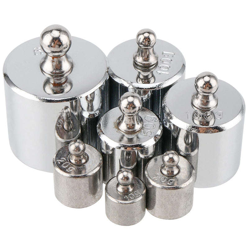 Set of 7 Stainless Steel Calibration Weights 500 g, 1 x 200 g, 2 x 100 g, 1 x 50 g, 2 x 20 g, 1 x 10 g Calibration Weight Set, with Calibration Weight, Tweezers for Digital Scales, Laboratories, Hobby