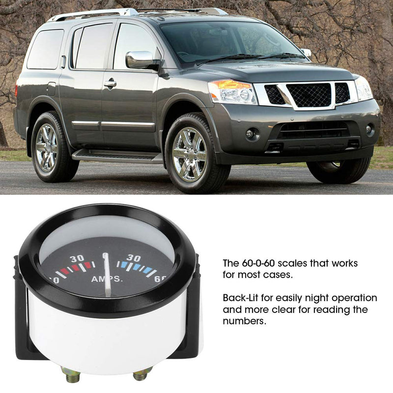 Aramox Meter, Car 12V 60-0-60 AMP Meter Ammeter Universal Gauge 52m/2in Universal for Vehicle