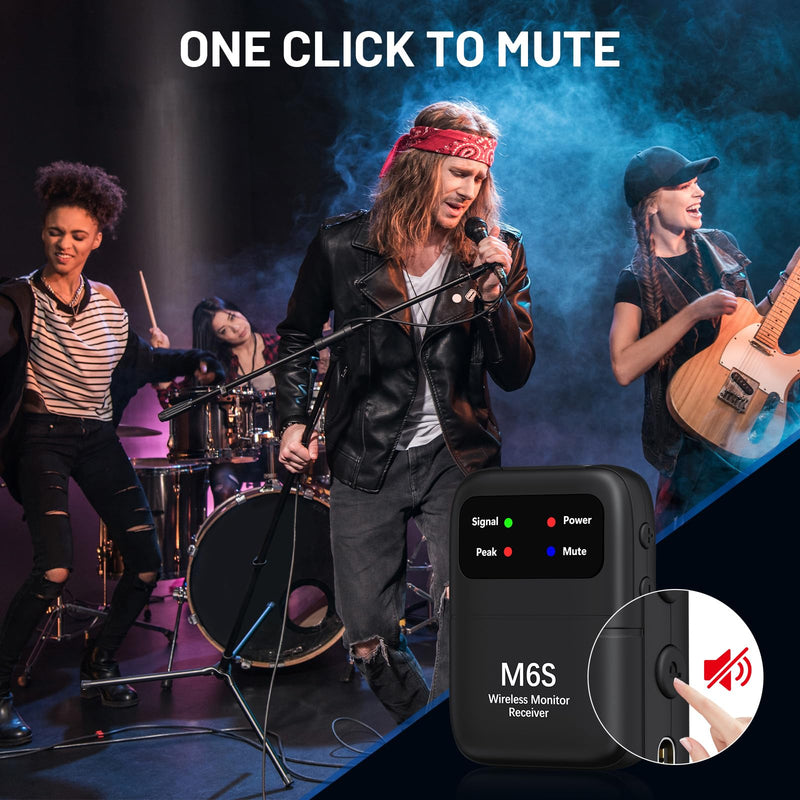 Keten Wireless in Ear Monitor System, 2.4G Automatic Pairing IEM System for Musicians with Transmitter & Beltpack Receiver, Lightweight and Portable for Live Performance, Band, Studio