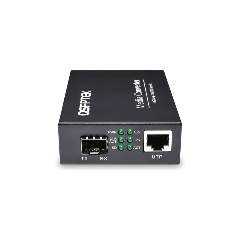 10G SFP+ to RJ-45 Media Coverter, 10 Gbps Gigabit Copper UTP Ethernet Fiber Optic Converter, Unmanaged 1x 100M/1G/2.5G/5G/10GBase-T RJ45 to 1x 10GBase-X SFP+ Slot, Support 10G SR/LR SFP Module Normal 1Pack