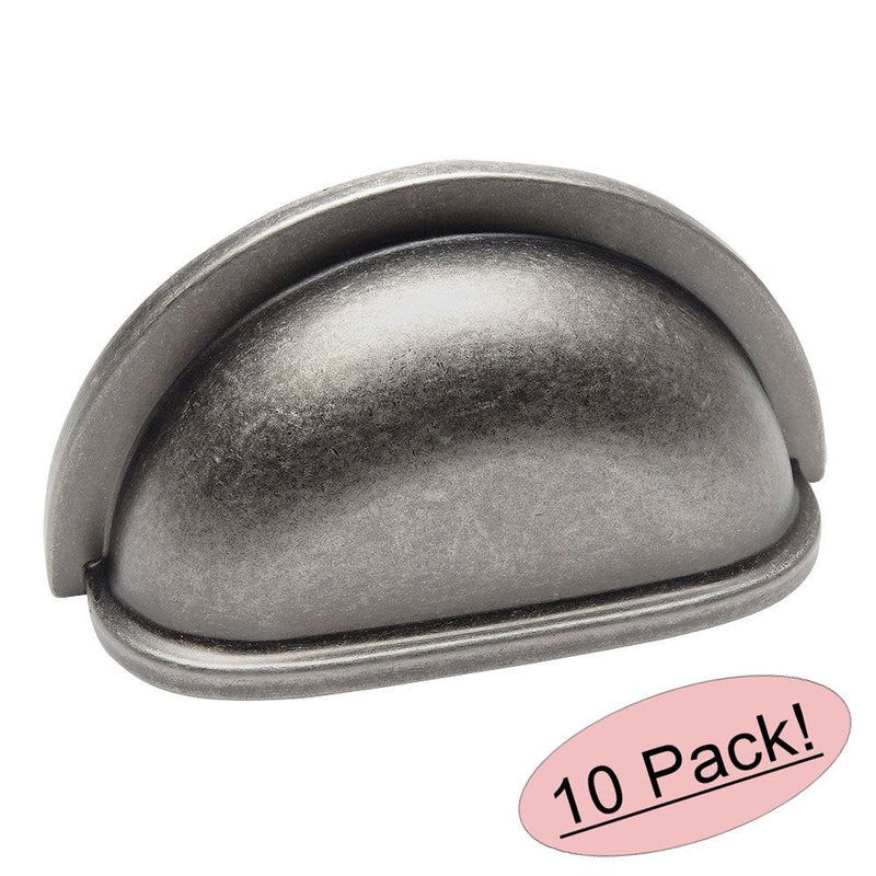 Cosmas 10 Pack 4310WN Weathered Nickel Cabinet Hardware Bin Cup Drawer Handle Pull - 3" Inch (76mm) Hole Centers