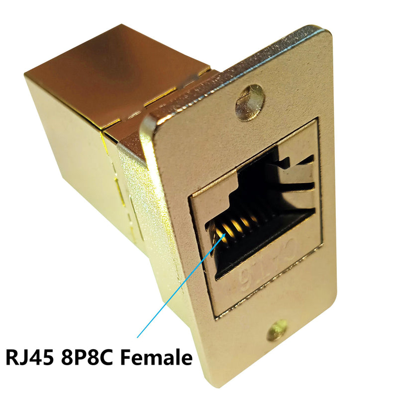 RJ45 Network Adapter Rectangular Panel Mount 8P8C Female to Female Cat5/5e/6 Ethernet LAN Cable Connector in-line Shield Industrial Panel Socket Coupler Silver