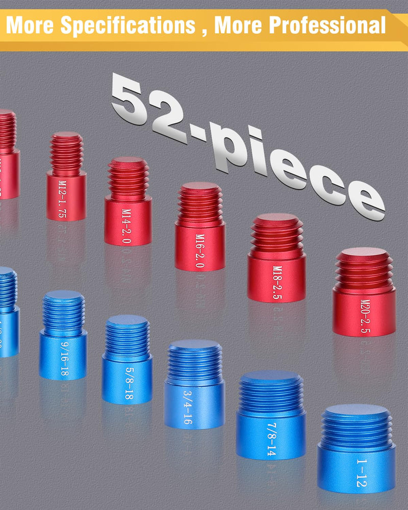 Thread Checker, 52pcs Nut and Bolt Thread Checker, 28 Inch & 24 Metric Box Set Thread Gauge, Bolt Size Finder for Size Check on Tricky and Narrow Area 52 pcs