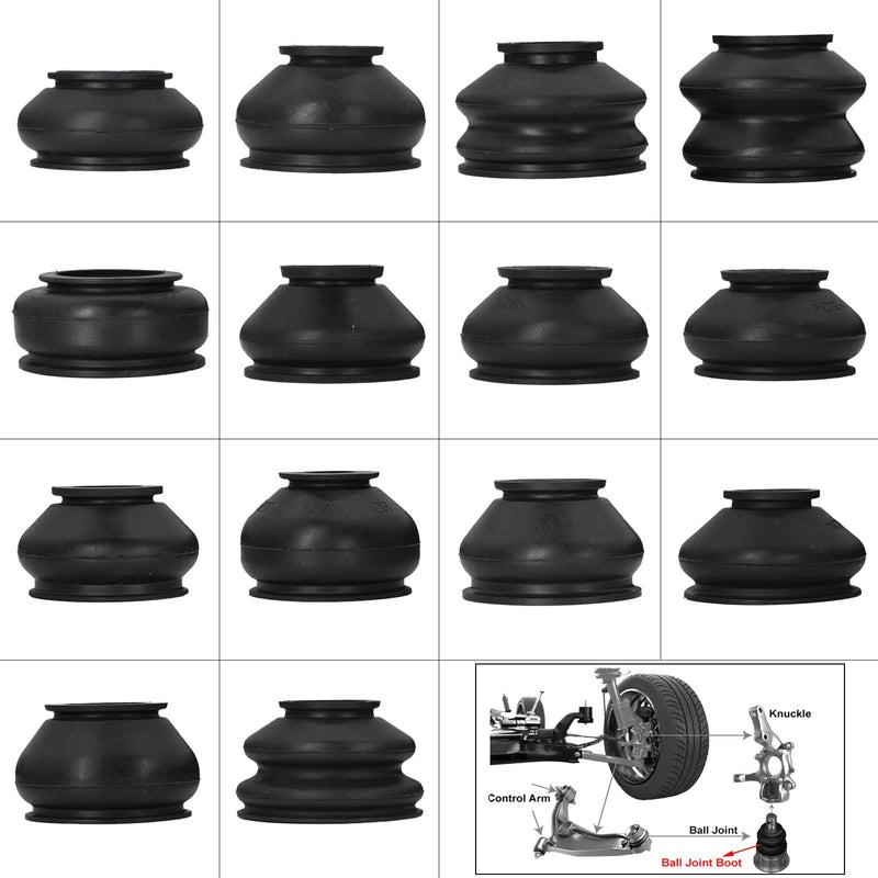 14Pcs Universal Turn To Rod Arm Ball Joint Head Dust Protection Rubber Cover Track For Car Suspension Steering Parts Accessories