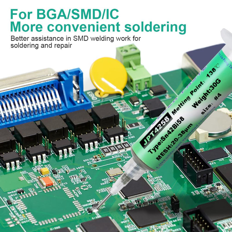 Flintronic Lead Free Solder Paste 30g Sn42 Bi58 Syringe Soldering Paste Flux | Low temperature 138°C solder flux tin paste, solder paste for BGA SMT LED SMD solder #3 Lötpaste #6 Soldering Paste 30 G, Low Temperature 138 °c