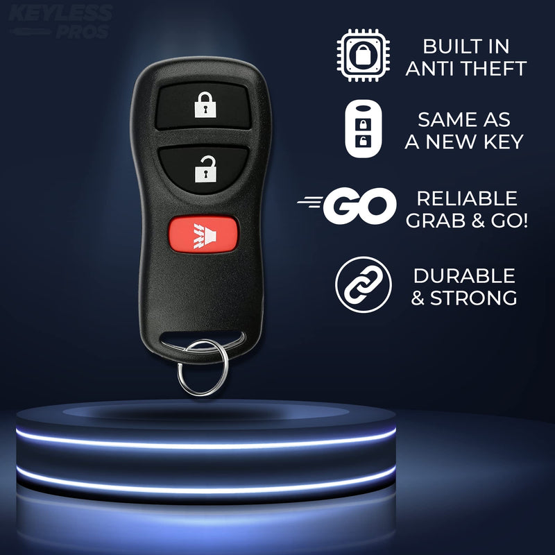 3-Button Replacement Keyless Entry Remote Key Fob, Compatible with Nissan Armada Pathfinder Frontier Murano Titan Quest Xterra Sentra Versa, Infiniti FX35 FX45 QX4, KBRASTU15 3-BTN